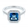14k White Gold 14k White Gold London Blue Topaz And Diamond Fashion Ring - Flat View -  105418 - Thumbnail