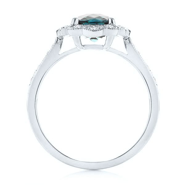 14k White Gold 14k White Gold London Blue Topaz And Diamond Fashion Ring - Front View -  103343