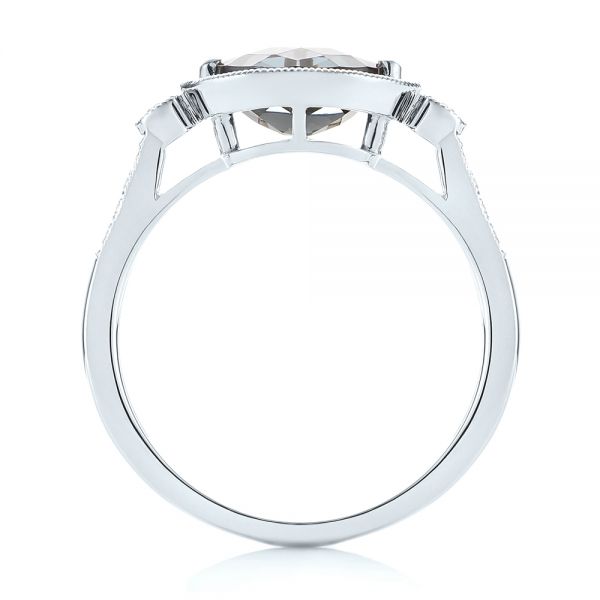 18k White Gold 18k White Gold London Blue Topaz And Diamond Fashion Ring - Front View -  103765