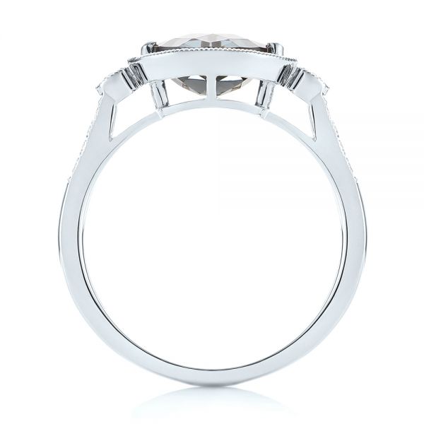 18k White Gold 18k White Gold London Blue Topaz And Diamond Fashion Ring - Front View - 103765