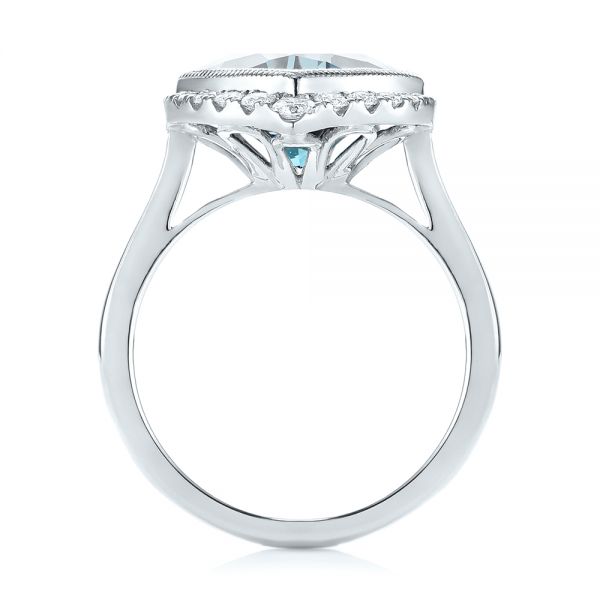 18k White Gold 18k White Gold London Blue Topaz And Diamond Fashion Ring - Front View -  104249