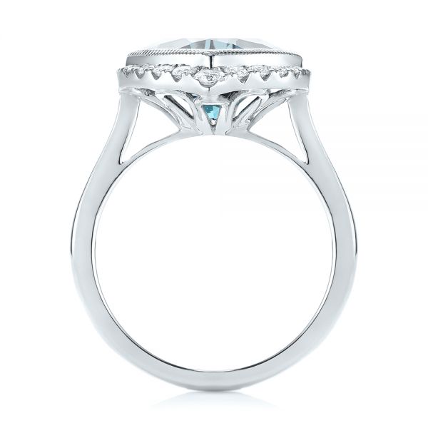 14k White Gold 14k White Gold London Blue Topaz And Diamond Fashion Ring - Front View -  104249