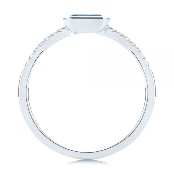 14k White Gold 14k White Gold London Blue Topaz And Diamond Fashion Ring - Front View -  105405