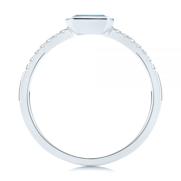 Platinum Platinum London Blue Topaz And Diamond Fashion Ring - Front View - 105405