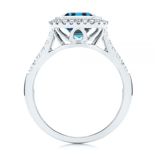 14k White Gold 14k White Gold London Blue Topaz And Diamond Fashion Ring - Front View -  105418