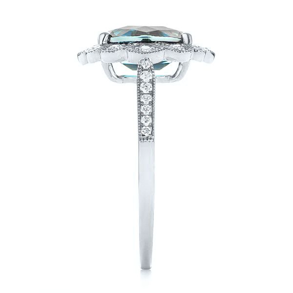 18k White Gold 18k White Gold London Blue Topaz And Diamond Fashion Ring - Side View -  103343