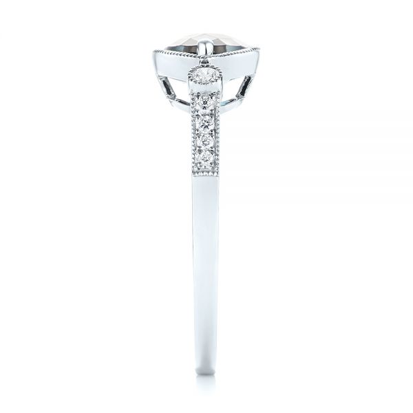 18k White Gold 18k White Gold London Blue Topaz And Diamond Fashion Ring - Side View - 103765