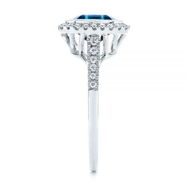 14k White Gold 14k White Gold London Blue Topaz And Diamond Fashion Ring - Side View -  105418