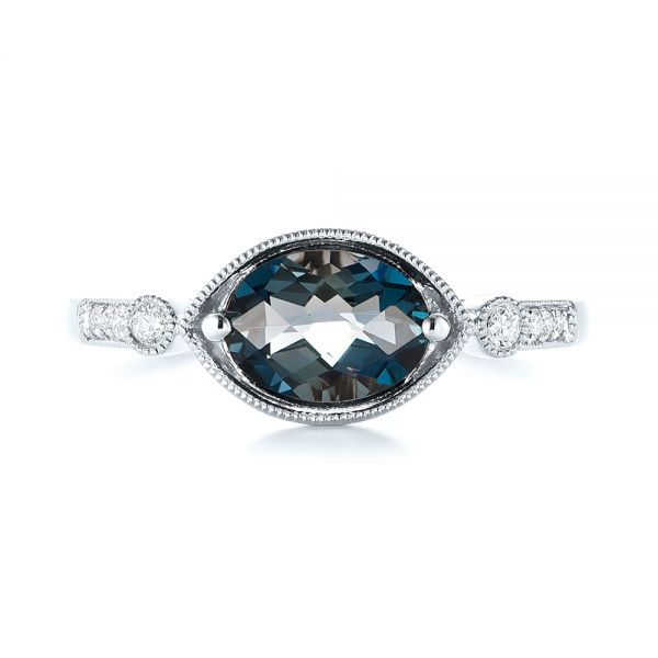 14k White Gold 14k White Gold London Blue Topaz And Diamond Fashion Ring - Top View -  103765