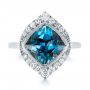 14k White Gold 14k White Gold London Blue Topaz And Diamond Fashion Ring - Top View -  104249 - Thumbnail