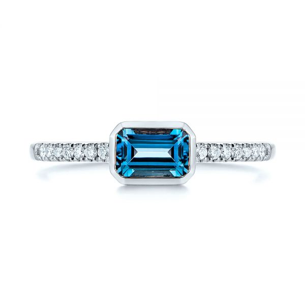  Platinum Platinum London Blue Topaz And Diamond Fashion Ring - Top View -  105405