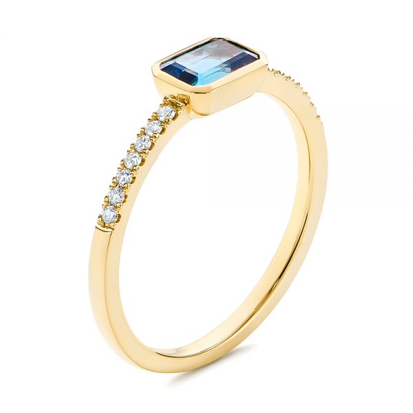 14k Yellow Gold 14k Yellow Gold London Blue Topaz And Diamond Fashion Ring - Three-Quarter View -  105405