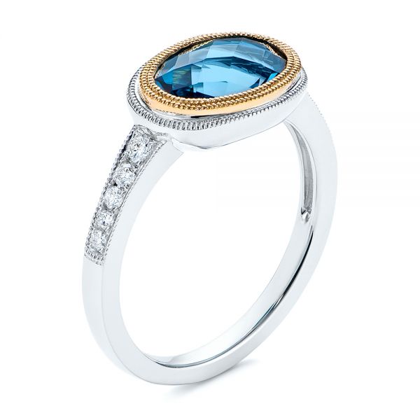 London Blue Topaz And Diamond Fashion Ring - Three-Quarter View -  105420
