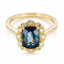 18k Yellow Gold 18k Yellow Gold London Blue Topaz And Diamond Fashion Ring - Flat View -  103343 - Thumbnail