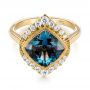 18k Yellow Gold 18k Yellow Gold London Blue Topaz And Diamond Fashion Ring - Flat View -  104249 - Thumbnail