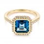 14k Yellow Gold London Blue Topaz And Diamond Fashion Ring - Flat View -  105418 - Thumbnail