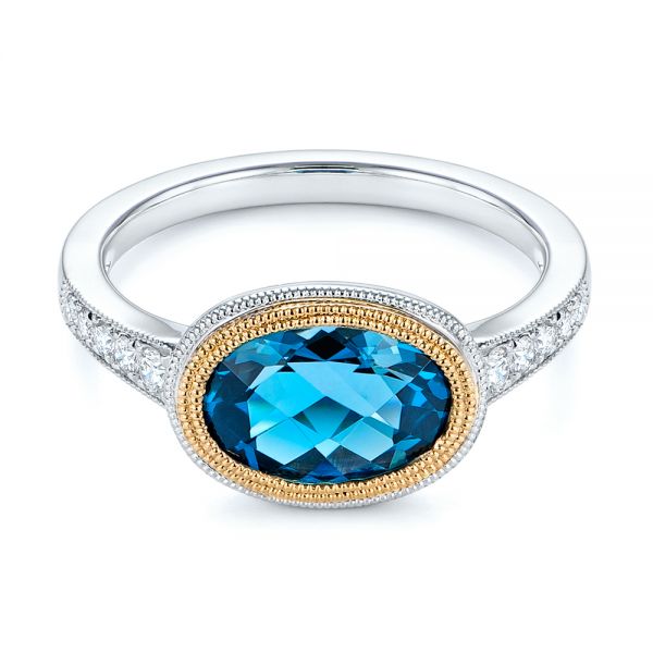 London Blue Topaz And Diamond Fashion Ring - Flat View -  105420