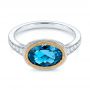 London Blue Topaz And Diamond Fashion Ring - Flat View -  105420 - Thumbnail