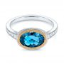 London Blue Topaz And Diamond Fashion Ring - Flat View -  105420 - Thumbnail