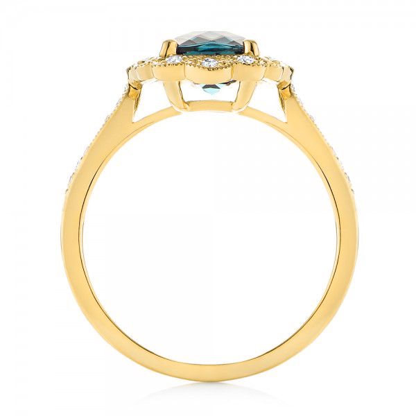 14k Yellow Gold 14k Yellow Gold London Blue Topaz And Diamond Fashion Ring - Front View -  103343
