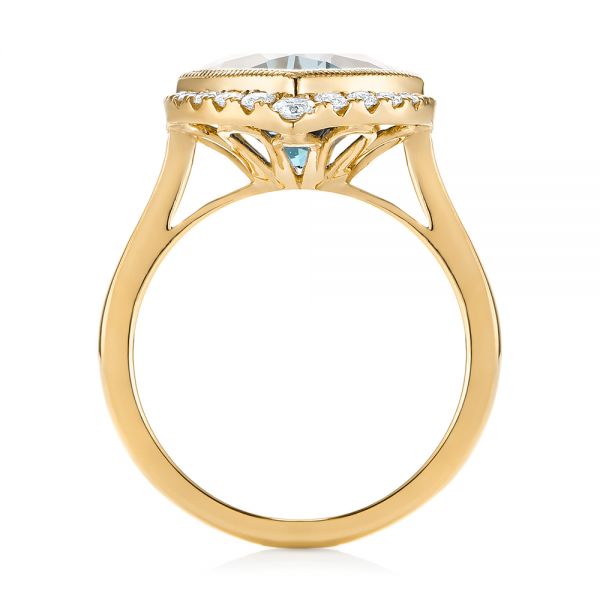 18k Yellow Gold 18k Yellow Gold London Blue Topaz And Diamond Fashion Ring - Front View -  104249