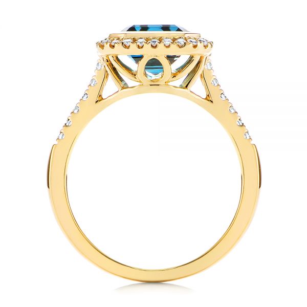 14k Yellow Gold London Blue Topaz And Diamond Fashion Ring - Front View -  105418