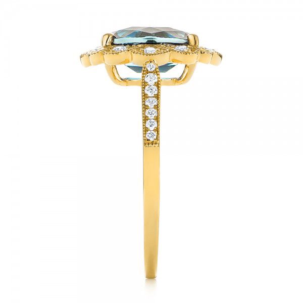 18k Yellow Gold 18k Yellow Gold London Blue Topaz And Diamond Fashion Ring - Side View - 103343