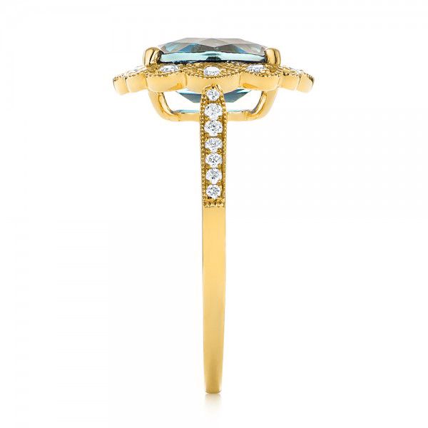 18k Yellow Gold 18k Yellow Gold London Blue Topaz And Diamond Fashion Ring - Side View -  103343