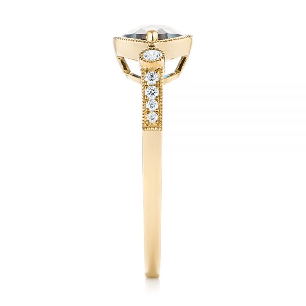 14k Yellow Gold 14k Yellow Gold London Blue Topaz And Diamond Fashion Ring - Side View - 103765