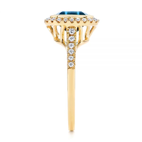 14k Yellow Gold London Blue Topaz And Diamond Fashion Ring - Side View -  105418