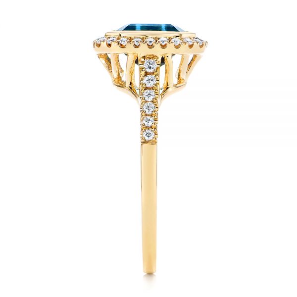 18k Yellow Gold 18k Yellow Gold London Blue Topaz And Diamond Fashion Ring - Side View -  105418