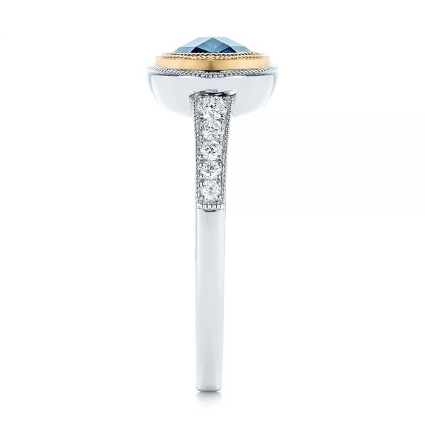 London Blue Topaz And Diamond Fashion Ring - Side View -  105420