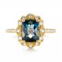 18k Yellow Gold 18k Yellow Gold London Blue Topaz And Diamond Fashion Ring - Top View -  103343 - Thumbnail