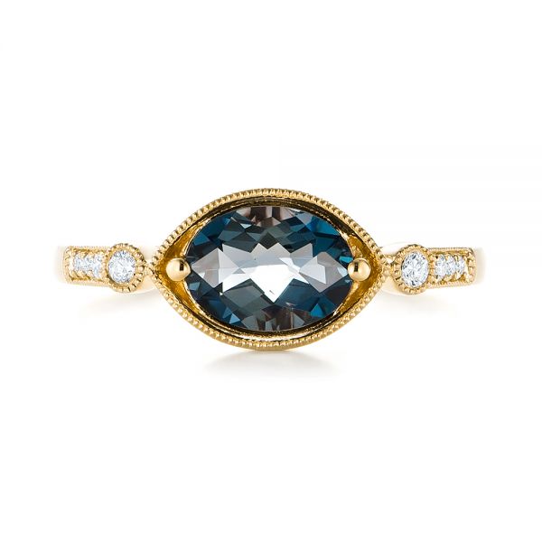 14k Yellow Gold 14k Yellow Gold London Blue Topaz And Diamond Fashion Ring - Top View - 103765