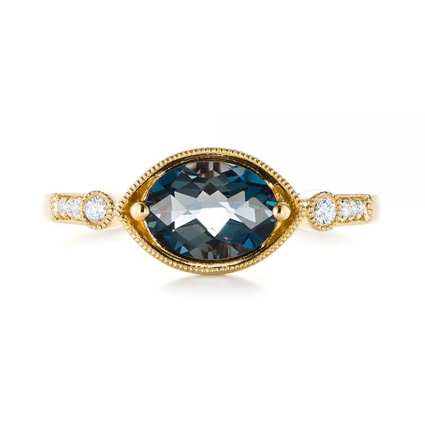 18k Yellow Gold 18k Yellow Gold London Blue Topaz And Diamond Fashion Ring - Top View -  103765