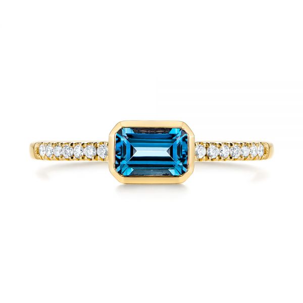 18k Yellow Gold 18k Yellow Gold London Blue Topaz And Diamond Fashion Ring - Top View - 105405