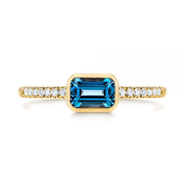 18k Yellow Gold 18k Yellow Gold London Blue Topaz And Diamond Fashion Ring - Top View -  105405