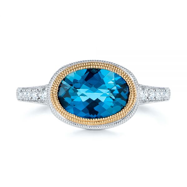 London Blue Topaz And Diamond Fashion Ring - Top View -  105420