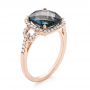 14k Rose Gold London Blue Topaz And Diamond Halo Fashion Ring - Three-Quarter View -  103767 - Thumbnail