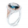 London Blue Topaz And Diamond Halo Fashion Ring - Three-Quarter View -  103754 - Thumbnail