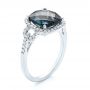  Platinum Platinum London Blue Topaz And Diamond Halo Fashion Ring - Three-Quarter View -  103767 - Thumbnail