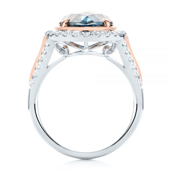 London Blue Topaz And Diamond Halo Fashion Ring - Front View -  103754