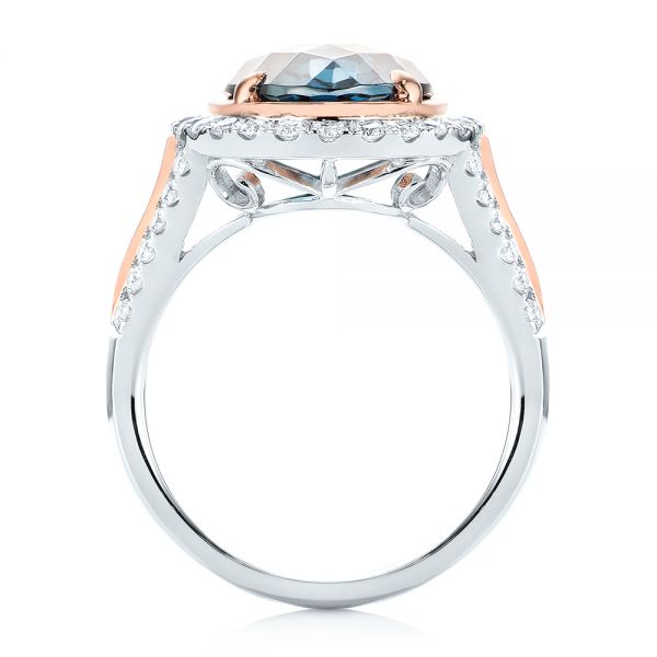 London Blue Topaz And Diamond Halo Fashion Ring - Front View - 103754