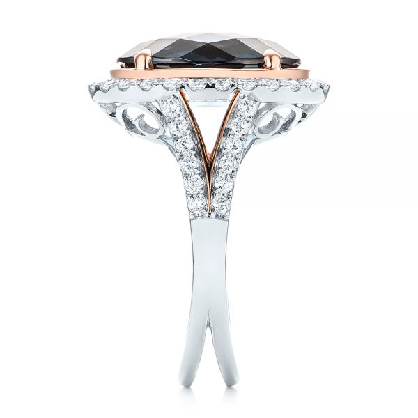 London Blue Topaz And Diamond Halo Fashion Ring - Side View - 103754