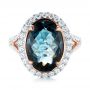 London Blue Topaz And Diamond Halo Fashion Ring - Top View -  103754 - Thumbnail