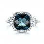 18k White Gold 18k White Gold London Blue Topaz And Diamond Halo Fashion Ring - Top View -  103767 - Thumbnail