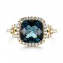 14k Yellow Gold 14k Yellow Gold London Blue Topaz And Diamond Halo Fashion Ring - Top View -  103767 - Thumbnail