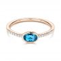 18k Rose Gold 18k Rose Gold London Blue Topaz And Diamond Ring - Flat View -  106568 - Thumbnail