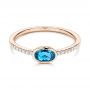 14k Rose Gold 14k Rose Gold London Blue Topaz And Diamond Ring - Flat View -  106568 - Thumbnail