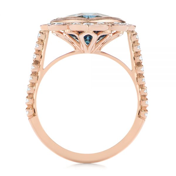 14k Rose Gold London Blue Topaz And Diamond Ring - Front View - 104997